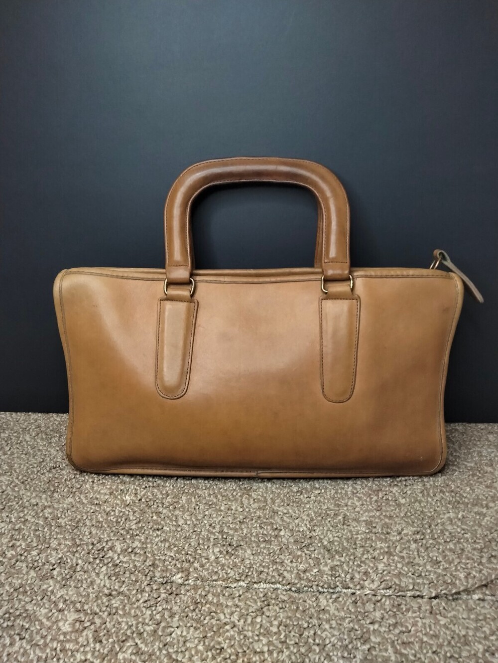 Coach Vintage NYC Slim Satchel 9425 Compact Tan Leather Made USA Handbag Purse